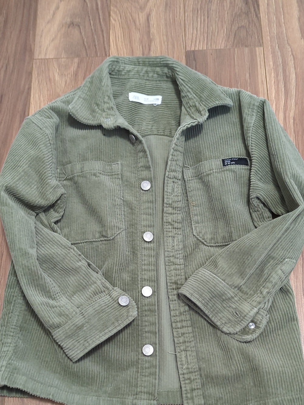 Zara Olive Green Corduroy Button-Up Jacket